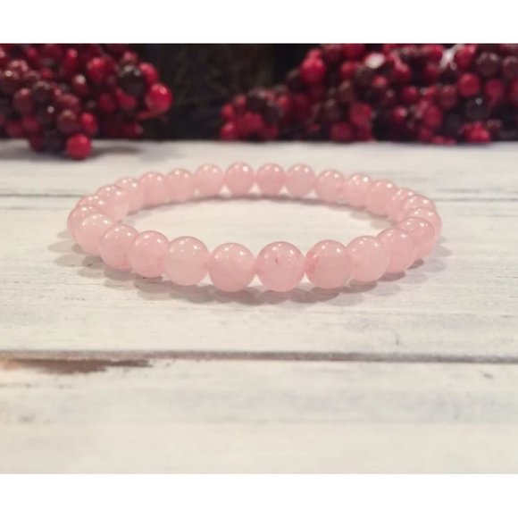 10mm Rose Quartz Beaded Stretch Bracelet - Picture 3 of 11